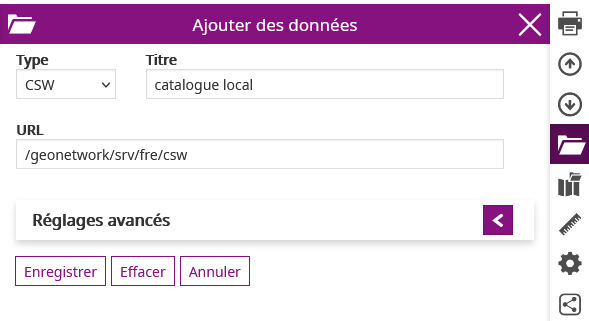 ajouter catalogue CSW
